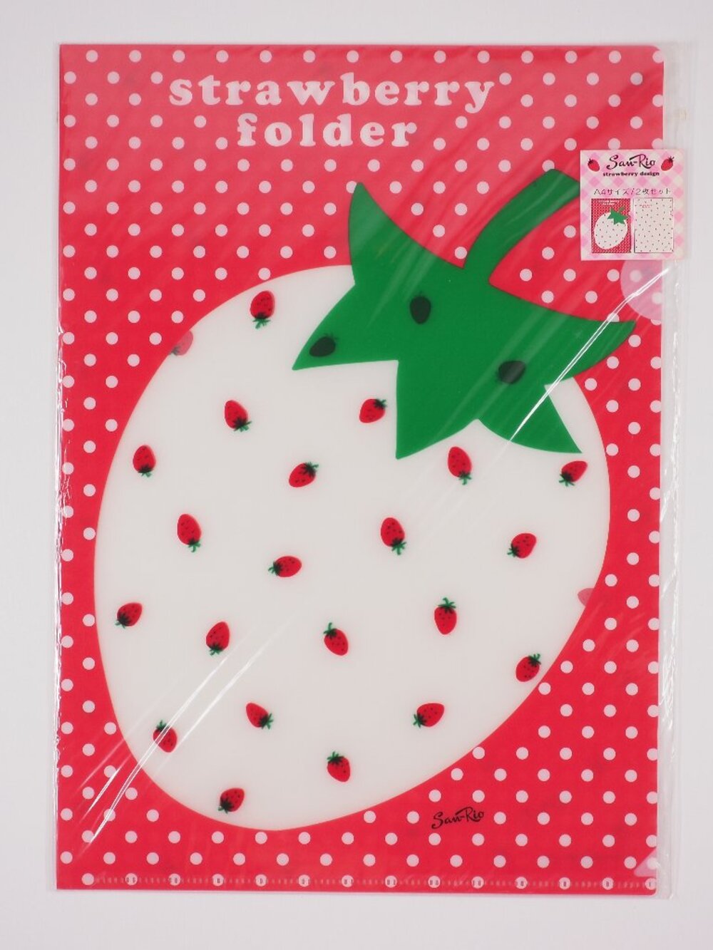 Sanrio Japan Hello Kitty Vintage Clearfile Clear File Ichigo Strawberry set of 2